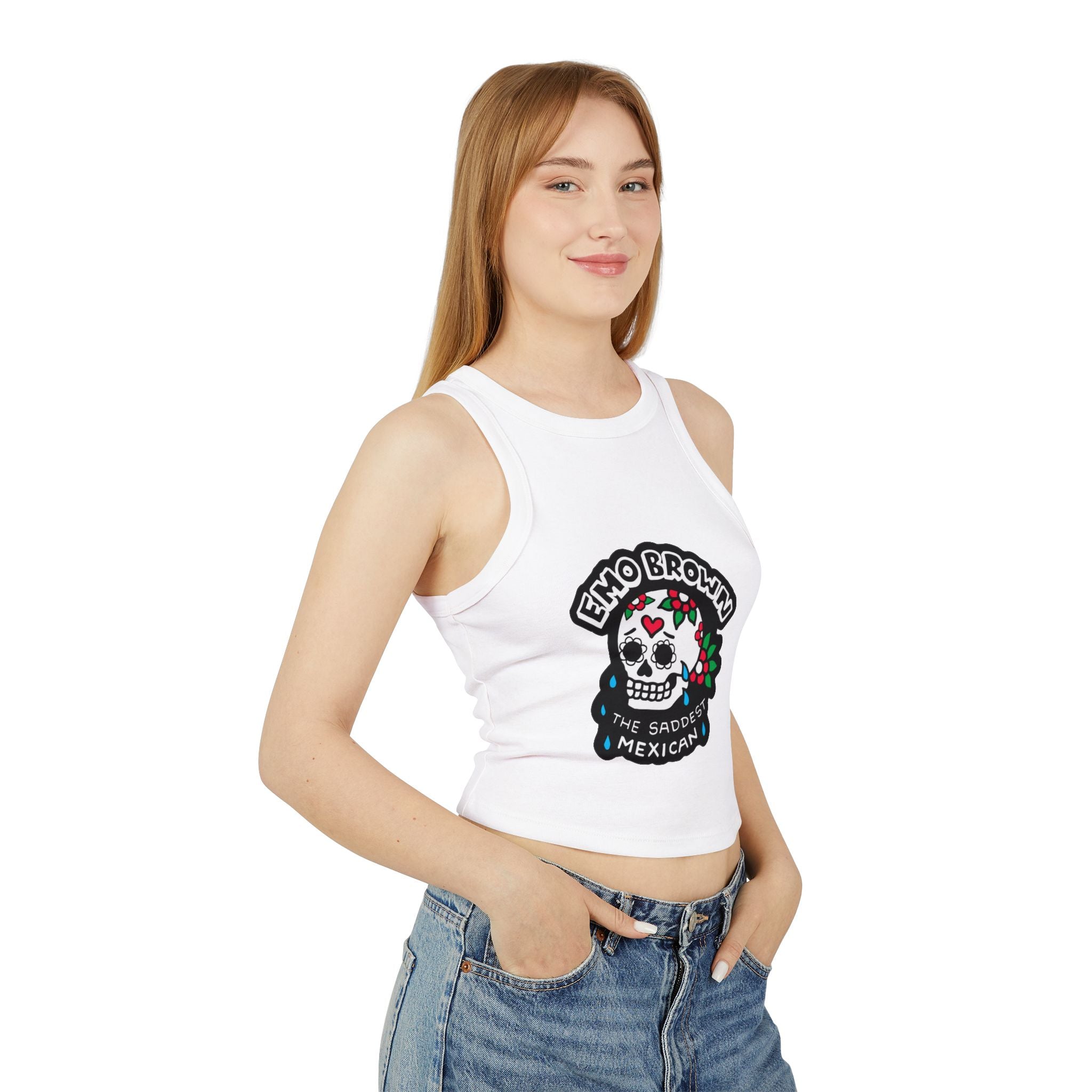 Women's Sugar Skull Micro Rib Racer Tank