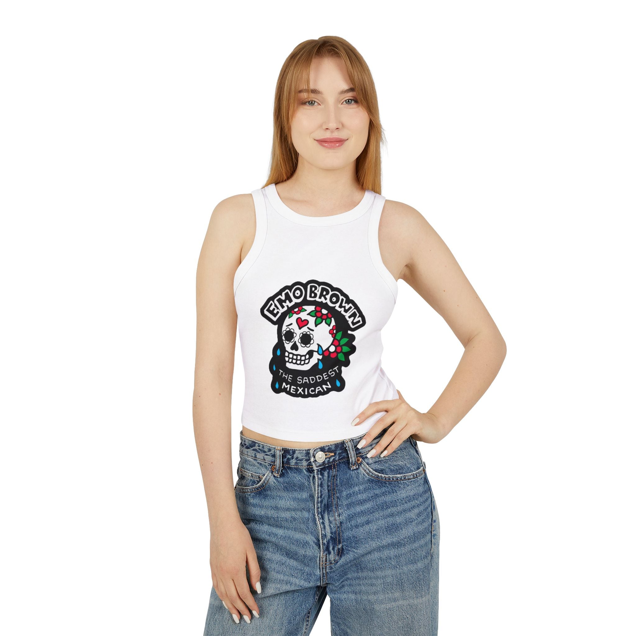 Women's Sugar Skull Micro Rib Racer Tank