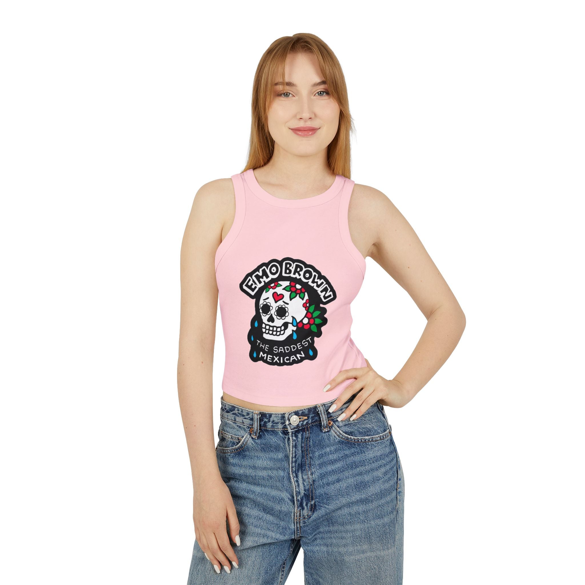 Women's Sugar Skull Micro Rib Racer Tank